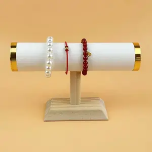 1pc Elegant Wooden Jewelry Display Stand with Golden Accents - Versatile Holder for Bracelets, Necklaces, Watches & Hair Accessories - Ideal for Home or Store Display, Vintage Jewelry, Jewelry Towers