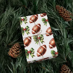 Gift Wrap Papers, Christmas Football Gift Wrapping, Sports Holiday Present Wrap, Soccer Xmas Packaging, Festive Rugby Patterned Paper, ribbons christmas wrapping paper wrapping paper