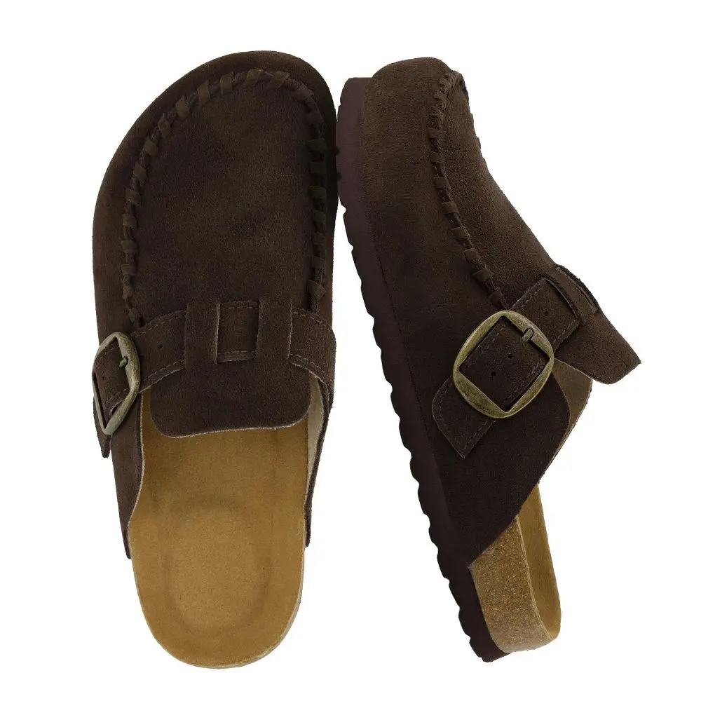 CUSHIONAIRE Canoe Genuine Suede Clogs for Women Footwear with Moc Toe Design –Casual Slip On Womens Shoes Dark Brown 10