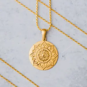 I Am Grateful - 18k Gold and Sterling Silver Mandala Necklace