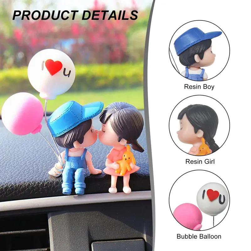 Cute Couple Car Ornament - Viral Accessories For Car Perfect for TikTok Shop Advent & Birthday Valentine's Day Gift of Sweet Commitment Natural Materials Safe Durable Easy Fixing