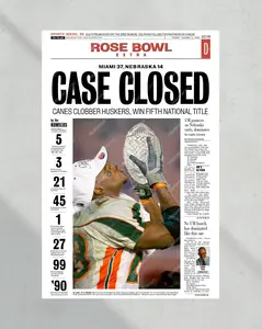 [Football is Back - Sale Up To 40%] - [No Frame] 2001 Miami Hurricanes College Football Champions Poster, Retro Sports Wall Art, Vintage Game Day Home Decor