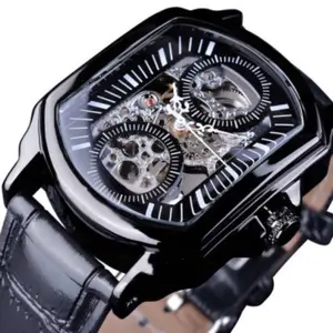 Men's Casual Automatic Square Hollow Mechanical Fashion Watch
