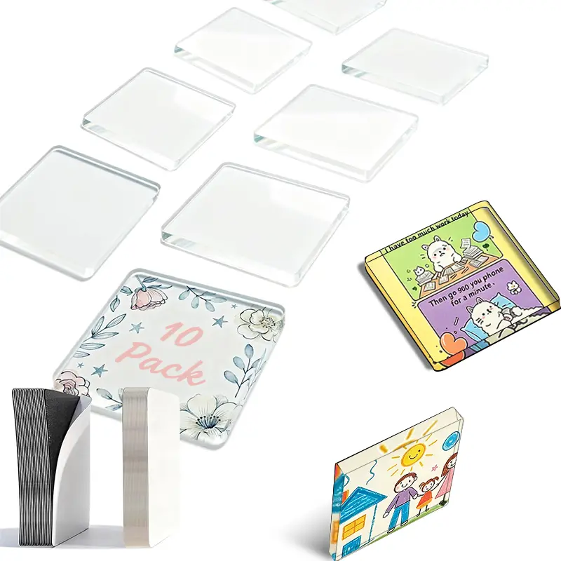 30 Pack 2"x2" Clear Acrylic DIY Fridge Magnets Set with Adhesive Backing – Square Magnetic Photo Frames for Crafts, Kitchen, Classroom, Party & Office Decoration