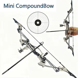 16.4-Inch Mini Compound Bow Set with Arrows, Stainless Steel Beginner Archery Kit for Target Practice, Fun & Giftable