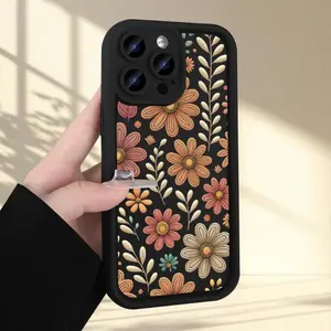 Flower Leaf Print Pattern Phone case for iPhone 16 Pro Max 15 Plus 14 13 12 11 XR XS E  Anti-Scratch Shockproof TPU Bumper Drop-proof Cover