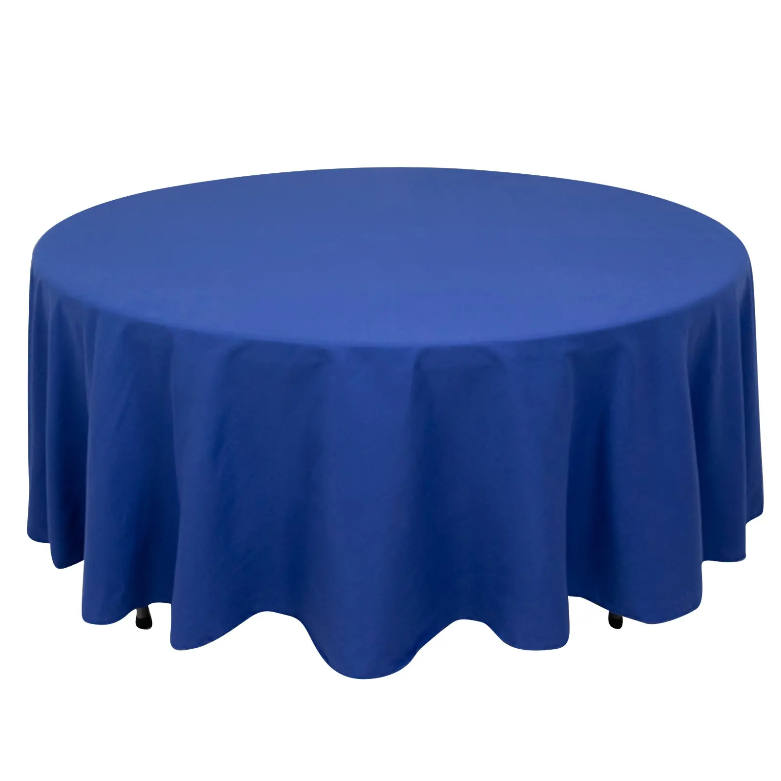 Royal Blue 108" Round Cotton Blend Tablecloth - Wrinkle-Resistant Design, Ideal for Banquet, Wedding, Business Settings
