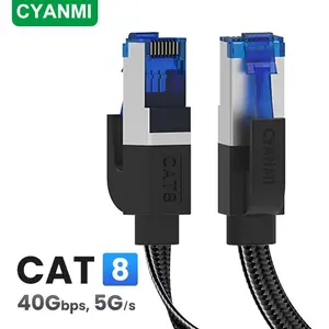 Cat 8 Ethernet Cable, Flat High Speed 40Gbps 2000Mhz Internet Cable Braided Network Cord RJ45 Shielded Indoor LAN Cables Compatible for Gaming PC PS5 Xbox Modem Router