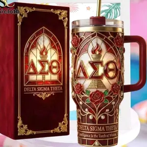 Delta Sigma Theta Sorority Crest Torch Wine Red Tumbler