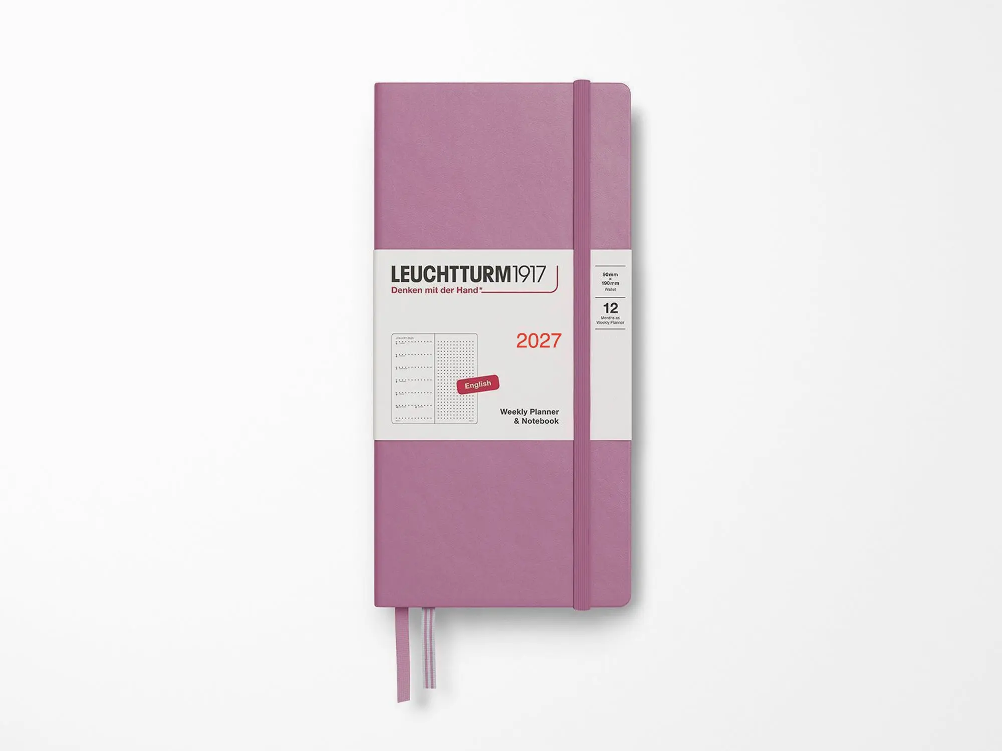 2027 Leuchtturm 1917 Weekly Planner Dotted Wallet - DUSTY ROSE