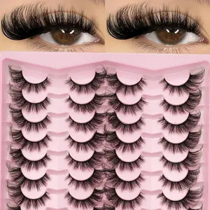 20 Pairs Plush Fake Mink Eyelashes, Dense 3D False Lashes Set, Daily Attractive Makeup, Length 10-18mm Mixed, No Animal Testing, Reusable