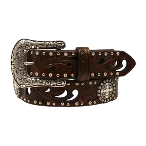 Ariat Ladies Cross Concho Embossed 1 1/2" Leather Belt A1518602