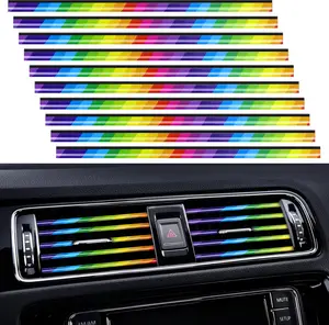 10 Pieces Universal Car Air Conditioner Vent Trim Decoration Strip Accessories, Waterproof Flexible Shiny Auto Car Interior Accessories for All Air Vent Outlet