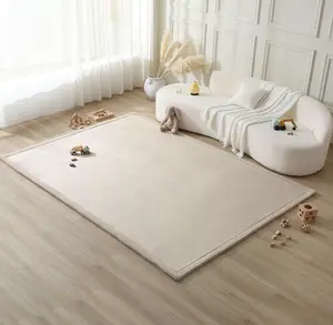Hakuna Matte CloudSoft Baby Play Mat for Floor 80" x 110" Beige | Coral Velvet high-density foam Rug for Crawling & Cozy Play – Non-Slip, Water-Resistant, Easy-CareTummy Time Mat