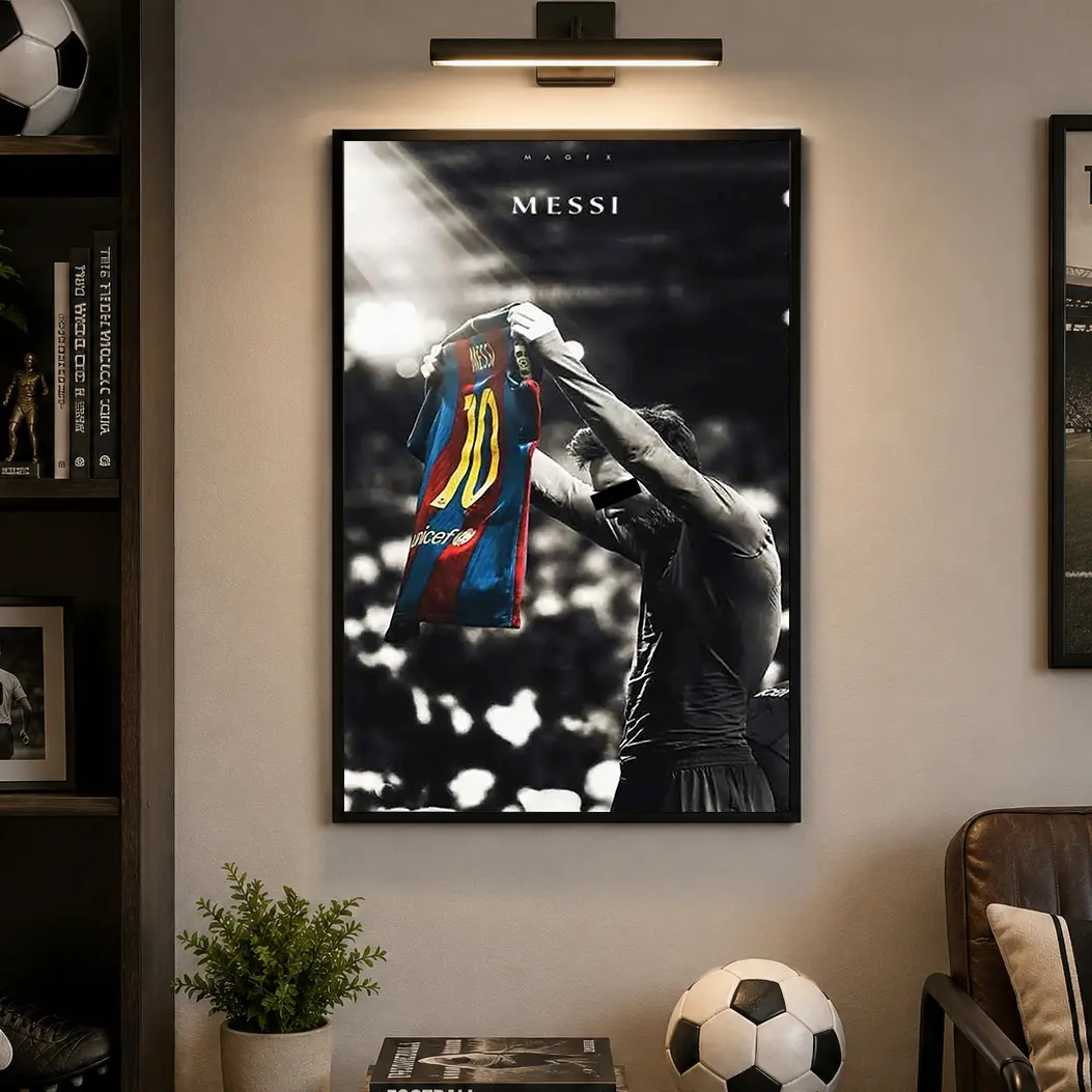 Messi Victory Poster, Lionel Messi Football Poster Decor, Motivational Decor, Football Sports Art, Boys Bedroom Home Living Room Wall Decor, Messi Fans Gifts