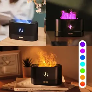 Air Humidifier Mini Aroma Diffuser with Flame Effect Ultrasonic Quiet Design Black 5W Power 200ml Capacity Improves Air Quality Relaxes Body and Mind Ideal for Aromatherapy Creates Ambient Mood Lighting with Hidden Light Source Perfect for Bedroom