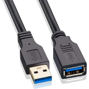 USB Extension Cable 1.6ft, USB 3.0 Extender Male to Female Cord High Data Transfer Compatible with Webcam,USB Keyboard,Flash Drive,Hard Drive,Printer, and More