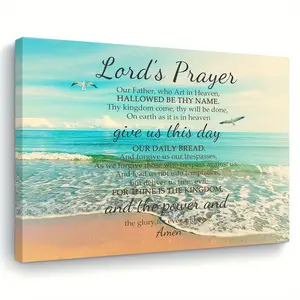 1pcs Canvas Painting with Wood Frame, Ready to Hang, Father's Prayer Christian Bible, Living Room, Bedroom and Kitchen Wall Art Print, Home, Office Decor, Holiday Gift for Her Him