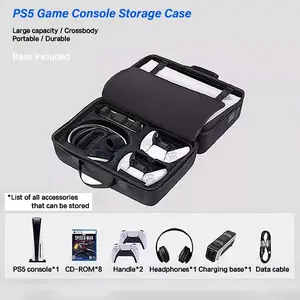 PS5 Travel Carrying Case — Thickened Hard-Shell Protective Organizer, Custom-Designed for PS5 Console, Headset, Two Controllers, Game Discs, and Accessories; Features Large Capacity and a Convenient Carrying Handle, Travel Organizer Bag