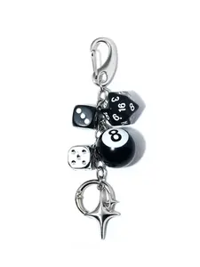 Trendy Dice 8 Billiard Bag Keychain Pendant, Unisex 8 Dice Hanging Accessory, Suitable for Backpacks Handbags Crossbody Bags