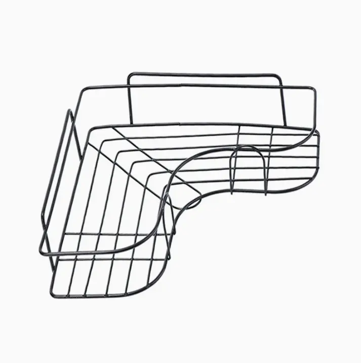 Black Wall-Mounted Bathroom Corner Shelf Set - No-Drill Self-Adhesive Wall Mount Shower Accessories, Detachable, Waterproof, Efficient Storage Rack, Modern Home Essential