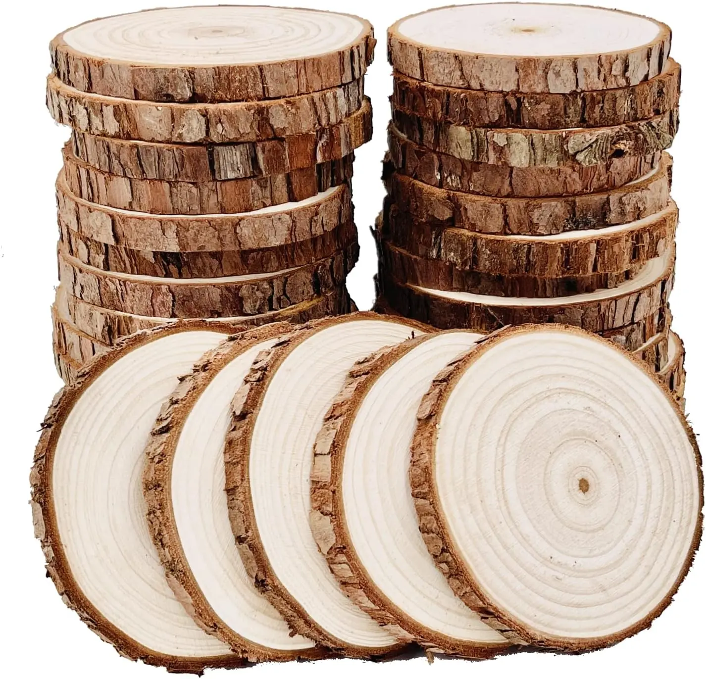 Unfinished   Slices with Bark - 30 count 3.5-4 inch   kit Circles s Christmas Ornaments DIY s with Bark for s Rustic Wedding Decoration