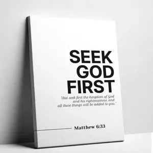 Frameless Inspirational Scripture Canvas Painting Modern Typography Wall Art Faith Office Room Decor