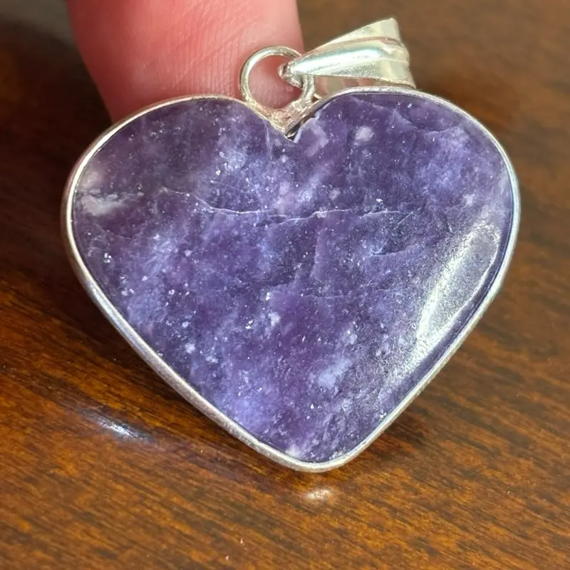 Lepidolite heart pendant