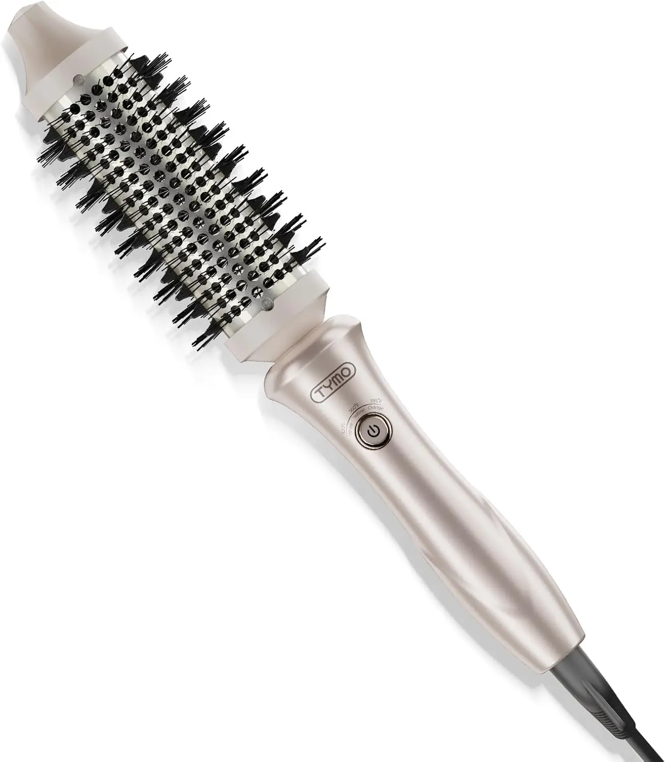 TYMO 2.0 Thermal Brush Curling Brush - STYLUX 1.5" Blowout Volumizer with Flexi-Fit for Hair Straightening, Heated Round Styler Tool, Hair Straightener and Curler 2 in 1, Dual Voltage & Light, Gold