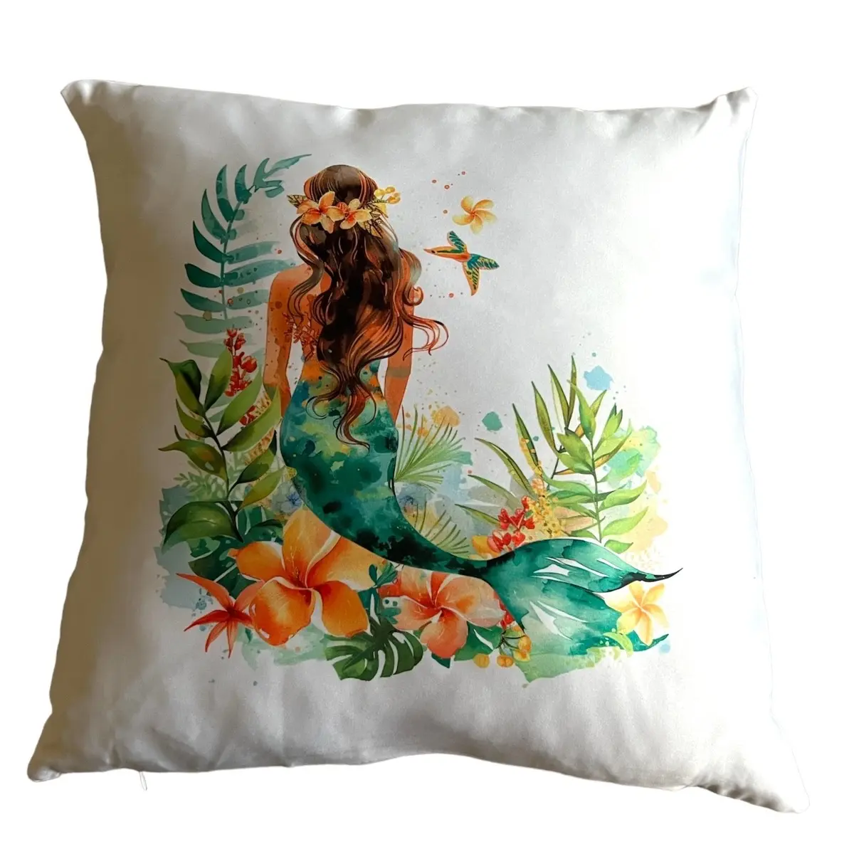 Mermaid White 16x16 inch  Throw Pillow