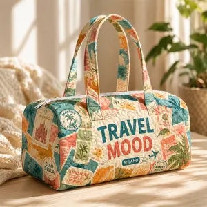 TRAVEL MOOD Quilted Weekender Bag for Women, MILANO Vacation Carry On Tote, Aesthetic Travel Duffle Bag, Summer Getaway Overnight Bag