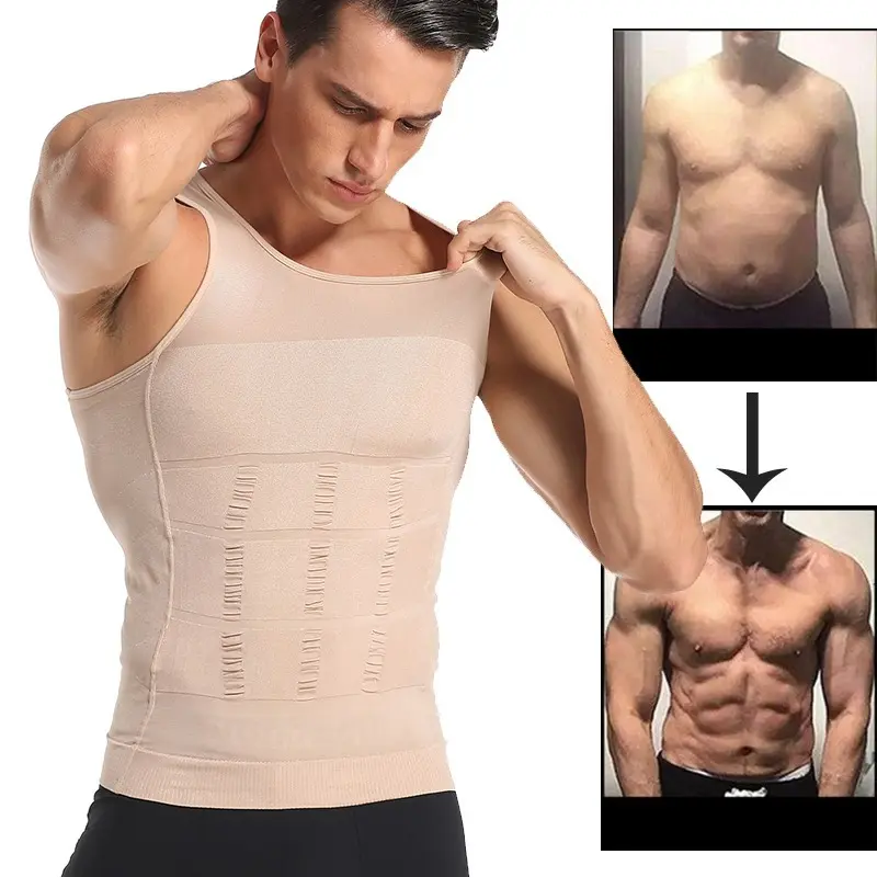 Men's Compression Tank Top, Sleeveless Spandex Body Shaper with Tummy Control, All-Season Base Layer Underwear, Shapewear