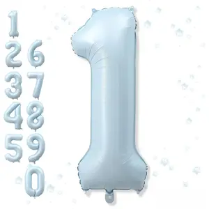 Big Number 1 Balloons, Light Matte Sky Blue Foil 1 Balloon Numbers 40 Inch, Giant 1st Birthday Party Decor, Baby Powder Blue Mylar Helium One Balloon for Boys Girls Baby Shower Anniversary Decorations