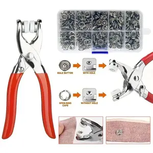 Invisible Silver Color Metal Fasteners Set, Includes 200 Sets & Manual Pressure Pliers, Ideal for DIY Crafts, Clothing, Headwear, Sewing Supplies Crafts, Sewing Tools