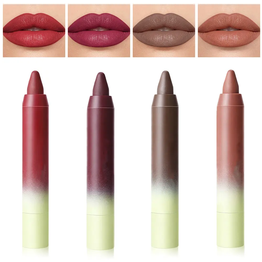 4pcs Matte Lipstick for women Long-Lasting Water-proof Retractable Lip Liner Pencils Matte Lip-Crayon