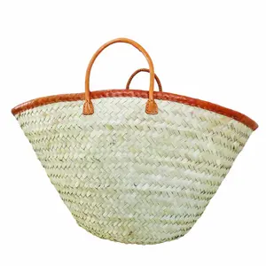 Mkeka Market Basket with Leather Trim