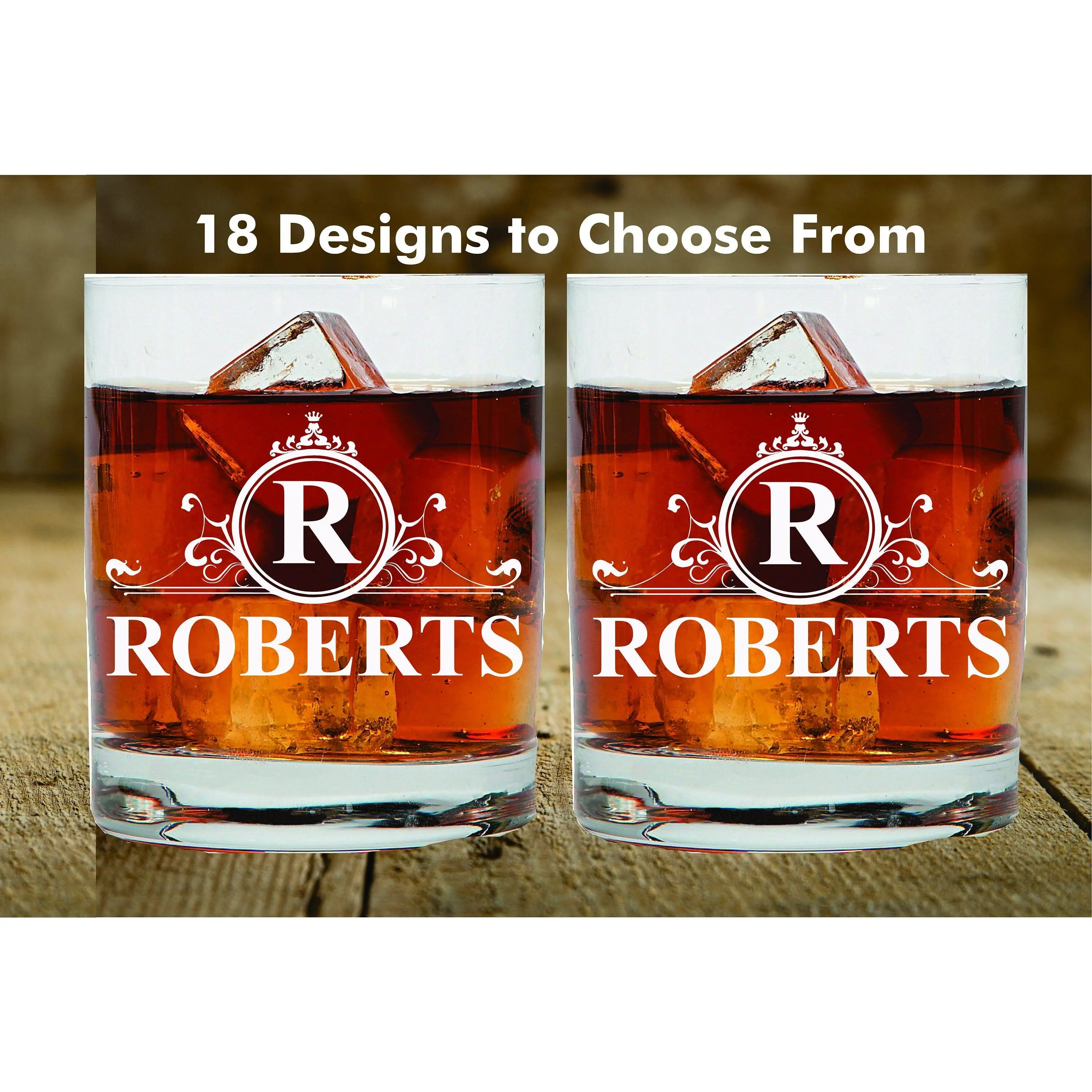 Ornate Classic 2pc Wedding Whiskey Glasses, Personalized Wedding Gift for Couples, 2 pc Set Whiskey Glass, Wedding Couples Scotch Glass,