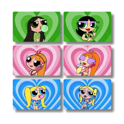 Y2K Cute Stickers - Premium Water-Safe Vinyl Card Covers, Large Chip, Long-Lasting Multi-Color Anime Design, Laminated Shine, Aesthetic Stickers for Card DIY Enthusiasts & Personalizing (Scrapbooking Supplies)