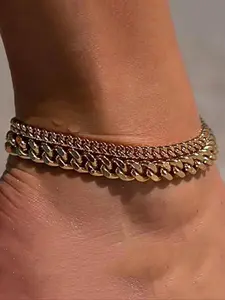 Ankle Bracelets For Women Waterproof Chunky Cuban Link Chain Ankle Bracelet Trendy Large Layered Anklet Set Jewelry Gift Jewellery Elegant Fashion Accessories anklet Trendy Fashionable Accessories