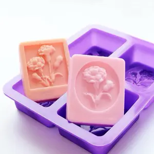 Silicone Soap Mold, Rosemary 4 Rectangular Design, DIY Craft Making, Soap Cake Chocolate Ice Cube Tray, Durable Easy Clean, Mother's Day Gift