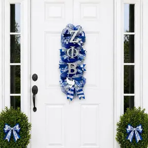 Zeta Phi Beta Vertical Wreath, Decorative door Hanging for Sorority /Fraternity Dome Decor Accent