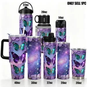 1pc Stainless Steel Cup 40oz/30oz/22oz Water Bottle, Stainless Steel Tumbler, Vacuum Insulated Tumbler, Drinkware, Design With Galaxy Butterfly, Leakproof, Large Capacity, Gym, Hiking, Travel Ideal Birthday Christmas Gift Hal Insulated Bottle
