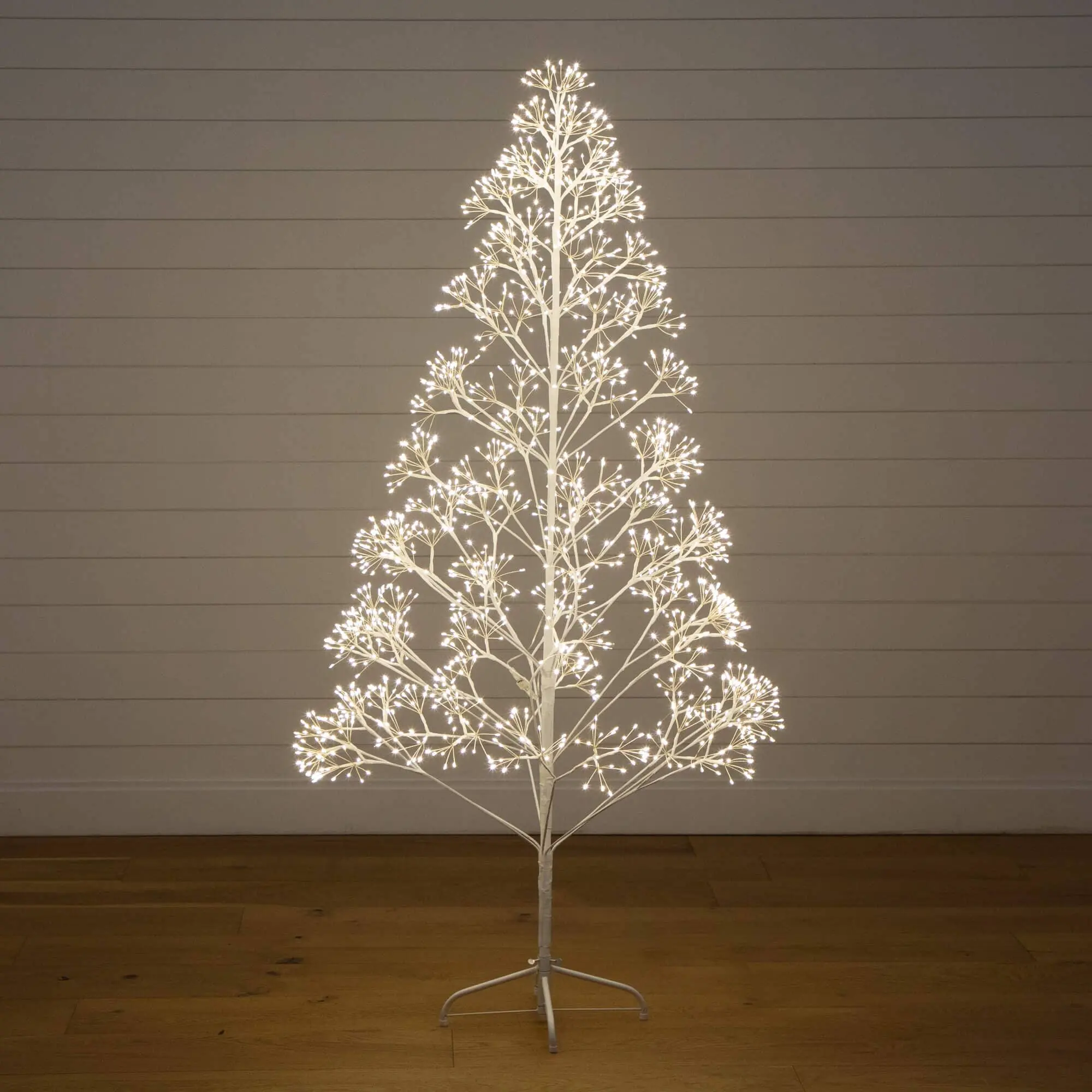 6-ft Standing Luminous Modern Pre-Lit Artificial White Starburst Tree, 1680 Warm White Fairy LED Lights, 8 Lighting Functions, Holiday Home Festive Decoration, Ethereal Beauty