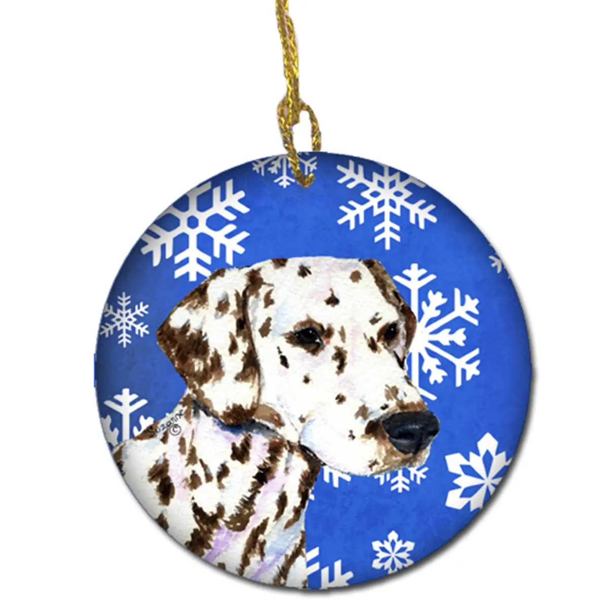 Dalmatian Winter Snowflakes Holiday Christmas Ceramic Ornament