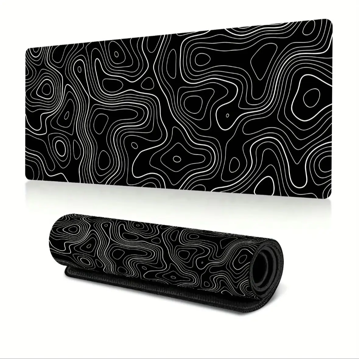 Topographic Contour Gaming Mouse Pad Large XL Long Extended Pads Big Mousepad Keyboard Mouse Mat Desk Pad With 2mm Non-Slip Base And Stitched Edge For Gaming Office Home