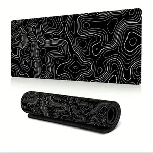 Topographic Contour Gaming Mouse Pad Large XL Long Extended Pads Big Mousepad Keyboard Mouse Mat Desk Pad With 2mm Non-Slip Base And Stitched Edge For Gaming Office Home
