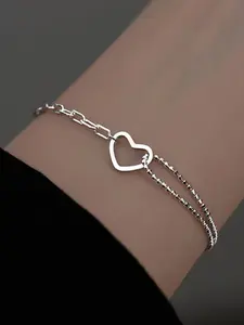 Elegant Asymmetrical Hollow Heart Bracelet, Stainless Steel Chain, Unisex Design, Perfect Gift for Women, Ideal for Daily Wear, Vacation, Dating, Jewelry Accessory