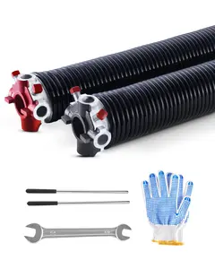 【FathersDayGift】VEVOR Garage Door Torsion Springs, Pair of 0.234 x 2 x 28 in, 16000 Cycles, Electrophoresis Black Coated for Replacement, Garage Door Springs with Non-Slip Winding Bars, Gloves and Mounting Wrench
