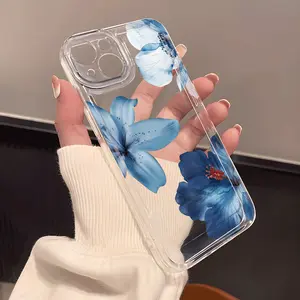 Fashionable and elegant blue lily transparent phone case, compatible with iPhone 17/16/15/14/13/12/11/X/XS/XS Max. With a graceful and gentle style, it makes a perfect holiday gift for friends, family, and yourself.