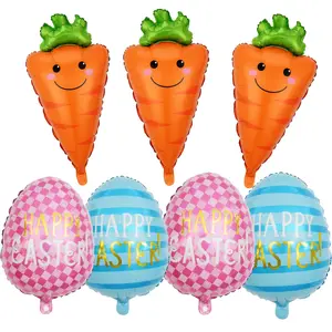 7pcs Easter Decorative Balloons, Carrot Balloons, Egg Balloons, Rabbit Party Decoration, Spring Party Setup Balloons